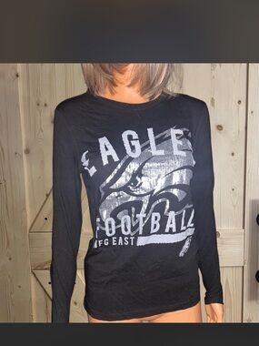 Eagles Football Women's Long Sleeve Tee - Black